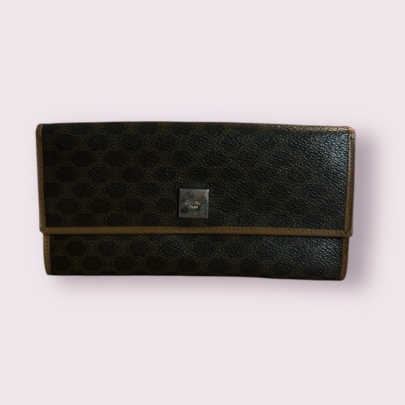 Celine Vintage Macadam Leather Long Wallet